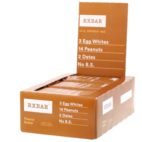 RXBAR, Protein Bars, Peanut Butter, 12 Bars, 1.83 oz (52 g) Each