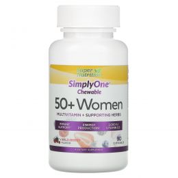 Super Nutrition, SimplyOne, Women 50+ Triple Power Multivitamin, Wild-Berry Flavor, 90 Chewable Tablets