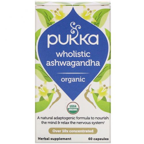 Pukka Herbs, Wholistic, органическая ашвагандха, 60 капсул