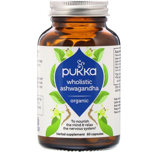 Pukka Herbs, Wholistic, органическая ашвагандха, 60 капсул