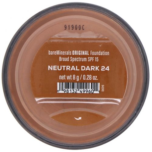 bareMinerals, Original, тональная основа, SPF 15, оттенок «Нейтральный темный 24», 8 г