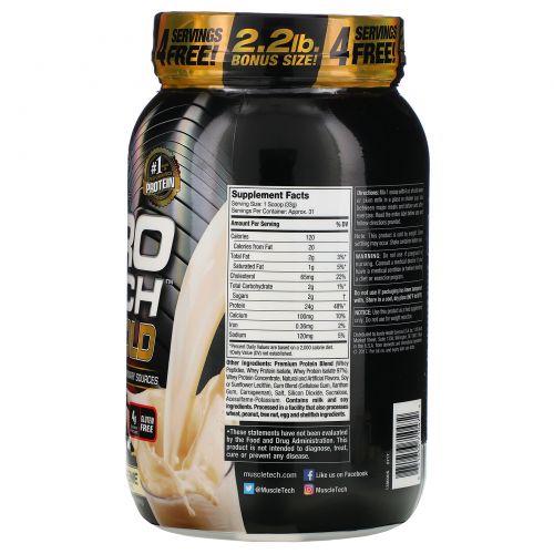 Muscletech, Nitro Tech, 100% сыворотка Gold, французский ванильный крем, 2,5 фунта (1,13 кг)