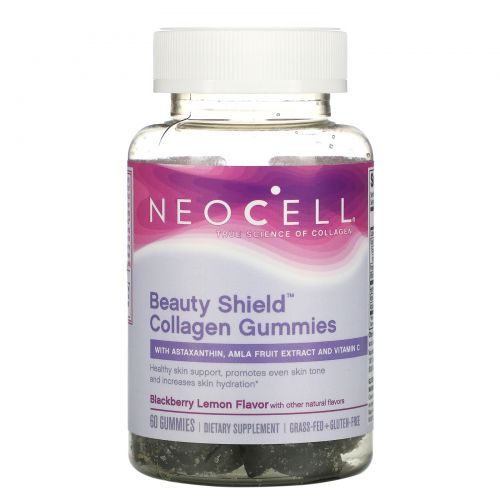 Neocell, Beauty Shield, Collagen Gummies, Blackberry Lemon, 60 Gummies