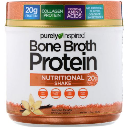 Purely Inspired, Bone Broth Protein Nutritional Shake, Smooth Vanilla, 12.8 oz (363 g)