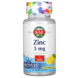 KAL, Zinc, Sweet Lemon, 5 mg , 60 Micro Tablets