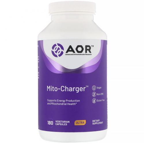 Advanced Orthomolecular Research AOR, Advanced Series, Mito-Charger, 180 Veggie Caps