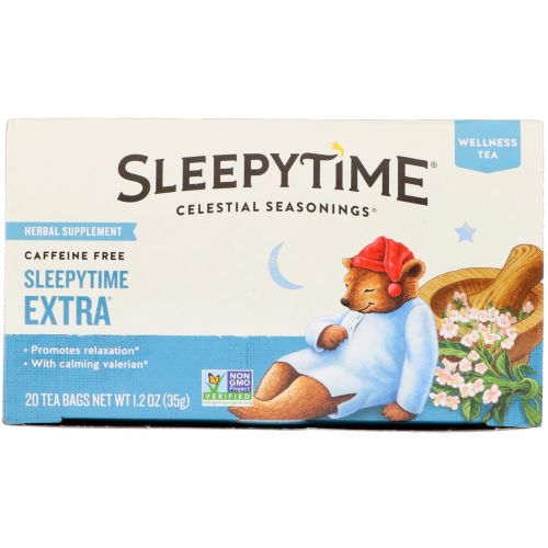 Celestial Seasonings, Велнес-чай Sleepytime Extra, без кофеина, 20 чайных пакетиков, 1,2 унции (35 г)