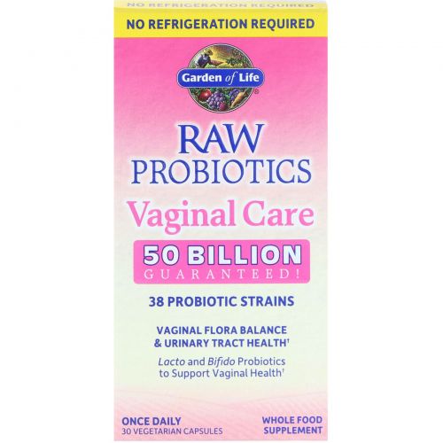 Garden of Life, Raw Probiotics Vaginal Care, 30 вегетарианских капсул