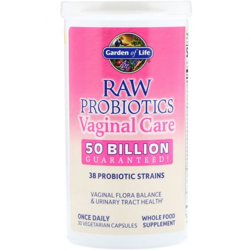 Garden of Life, Raw Probiotics Vaginal Care, 30 вегетарианских капсул