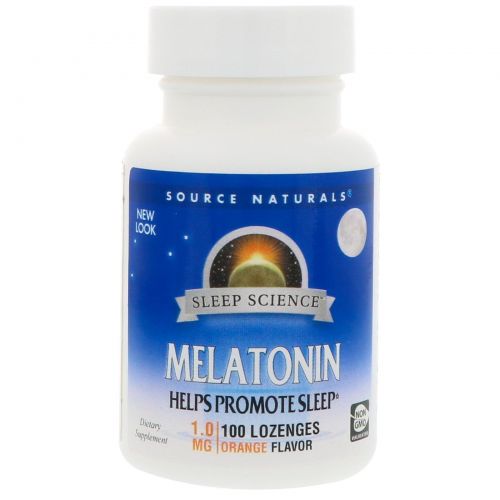 Source Naturals, Melatonin, Orange Flavored Lozenge, 1 mg, 100 Lozenges