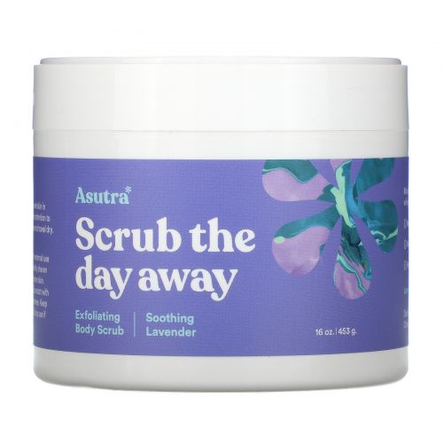 Asutra, Scrub The Day Away, Exfoliating Body Scrub, Soothing Lavender, 12 oz (350 g)