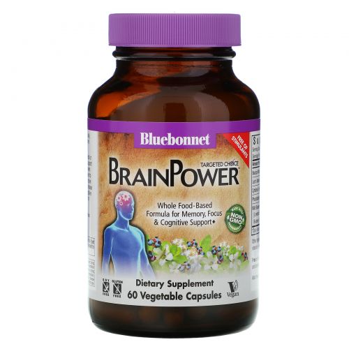 Bluebonnet Nutrition, Targeted Choice, Brain Power, поддержка мозга, 60 растительных капсул