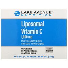 Lake Avenue Nutrition, Liposomal Vitamin C, Unflavored, 1,000 mg , 30 Packets, 0.2 oz (5.7 ml) Each