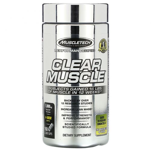 Muscletech, Clear Muscle, 168 жидких капсул