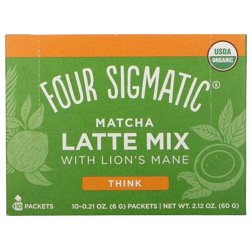 Four Sigmatic, Mushroom Matcha Latte Mix, 10 Packets, 0.21 oz (6 g) Each