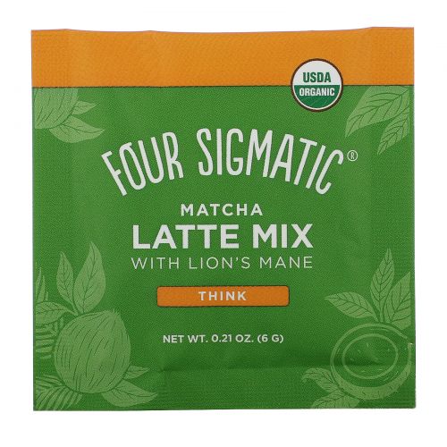 Four Sigmatic, Mushroom Matcha Latte Mix, 10 Packets, 0.21 oz (6 g) Each