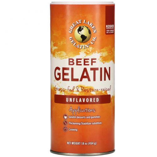 Great Lakes Gelatin Co., Коллаген для суставов и связок Beef Hide Gelatin, без вкусовых добавок, 454 г