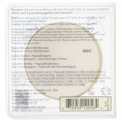 Jane Iredale, PurePressed, минеральная тональная основа, сменный блок, SPF 20 PA++, оттенок «золотистый загар», 9,9 г (0,35 унции)