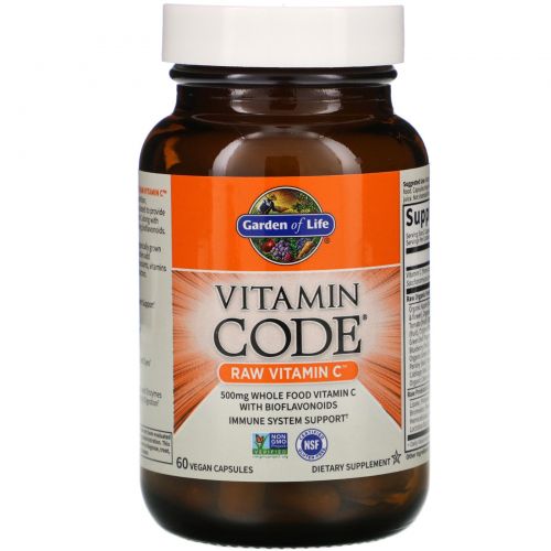 Garden of Life, Vitamin Code,  витамин С из сырых продуктов, 60 веганских капсул