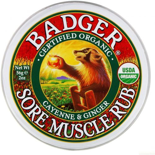 Badger Company, Мазь от боли в мышцах, кайенский перец и имбирь, 56 г