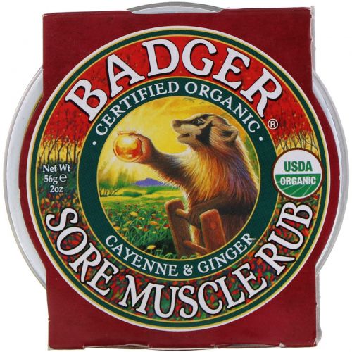 Badger Company, Мазь от боли в мышцах, кайенский перец и имбирь, 56 г