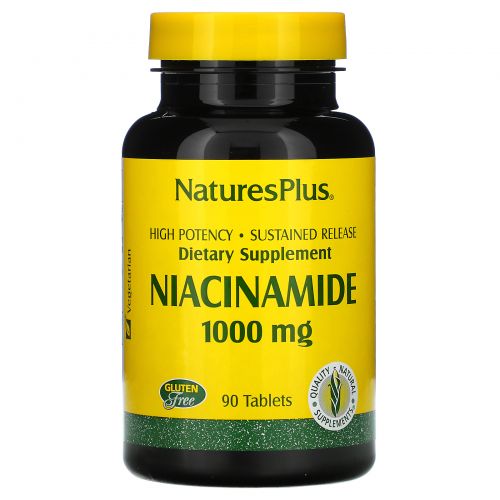 Nature's Plus, Ниацинамид, 1000 мг, 90 таблеток