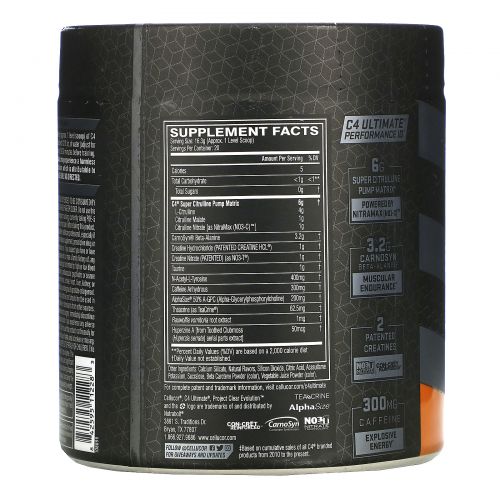 Cellucor, C4 Ultimate Pre-Workout Performance, Orange Mango, 11.5 oz (326 g)