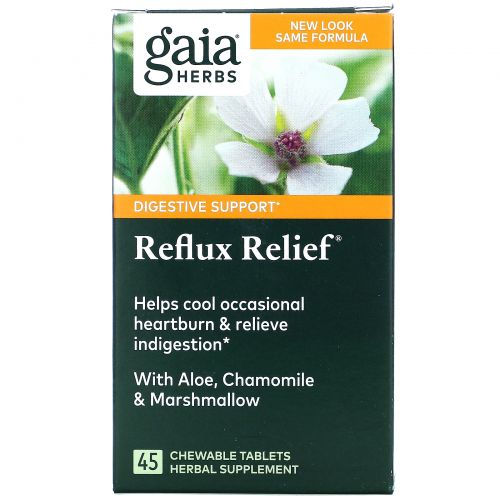 Gaia Herbs, Reflux Relief, 45 Easy Dissolve Chewable Tablets