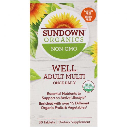 Sundown Organics, Well Adult Multi, Once Daily, 30 Tablets