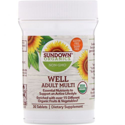 Sundown Organics, Well Adult Multi, Once Daily, 30 Tablets