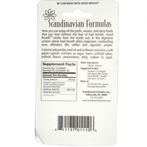 Scandinavian Formulas, Свежее дыхание, 60 капсул