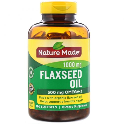 Nature Made, Льняное масло, 1000 мг, 180 мягких таблеток