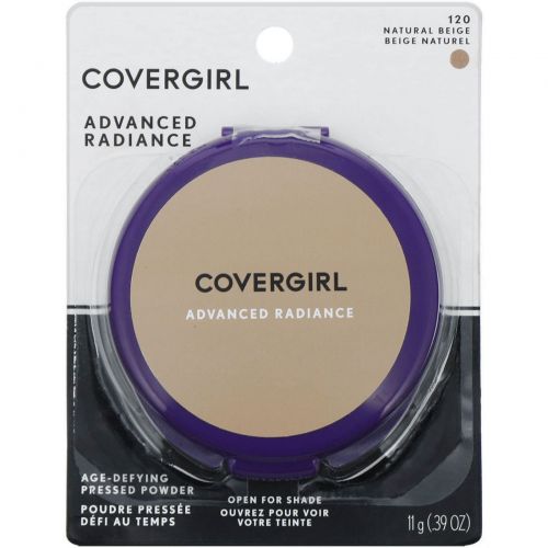 Covergirl, Advanced Radiance, антивозрастная компактная пудра, оттенок 120 «Натуральный бежевый», 11 г (0,39 унции)