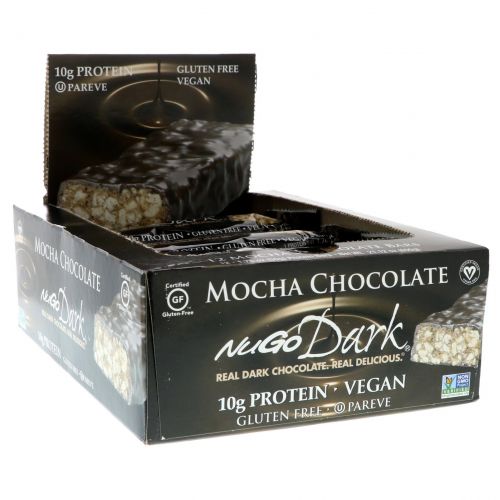 NuGo Nutrition, Батончики с темным шоколадом мокко, 12 батончиков по 1,76 унции (50 г)