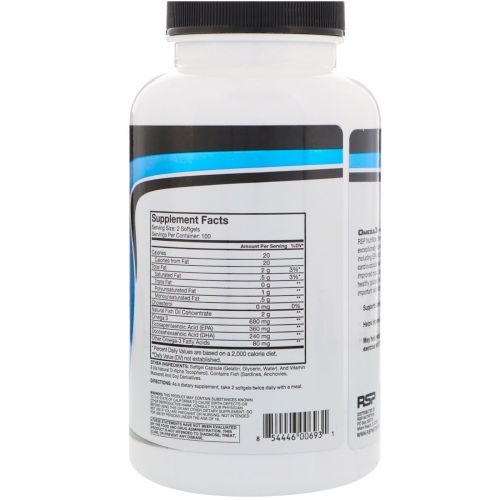 RSP Nutrition, Omega 3, 200 Softgels