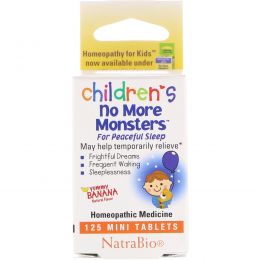 NatraBio, Снотворное для детей Children's No More Monsters, со вкусом банана, 125 мини-таблеток