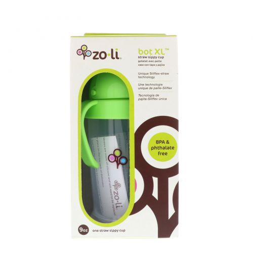 Zoli, Bot XL, Straw Sippy Cup, Green, 9 oz
