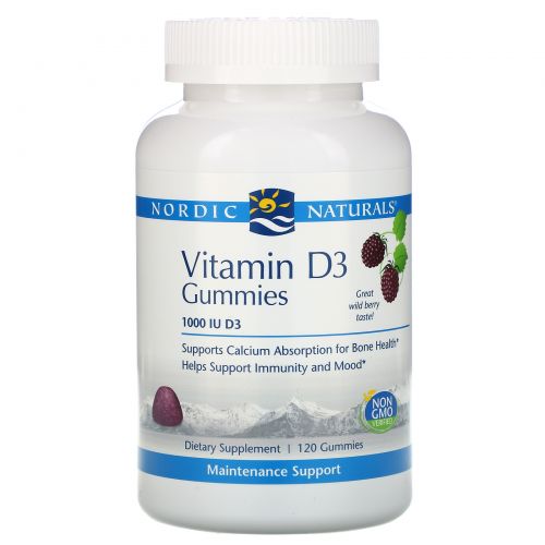 Nordic Naturals, Vitamin D3, Wild Berry, 1000 IU, 120 Gummies