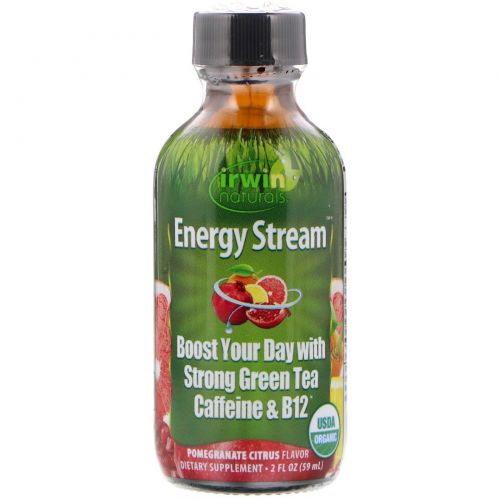 Irwin Naturals, Organic, Energy Stream, Pomegranate Citrus Flavor, 2 fl oz (59 ml)