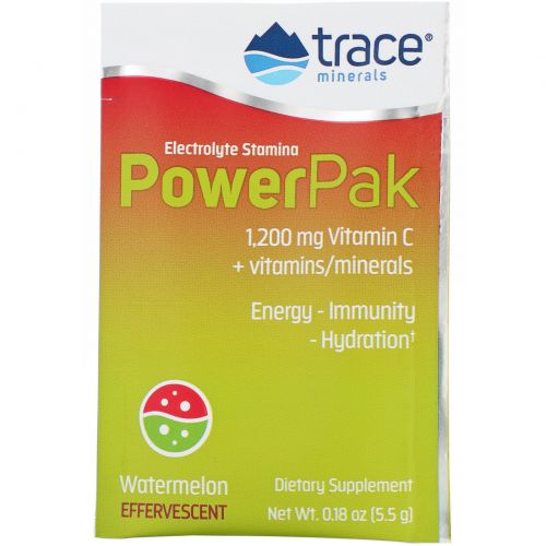 Trace Minerals Research, Trace Minerals Research, Electrolyte Stamina, Power Pak, Watermelon Effervescent, 30 Packets, 0.19 oz (5.5 g) Each