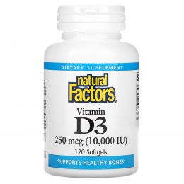 Natural Factors, Vitamin D3, 250 mcg (10,000 IU), 120 Softgels