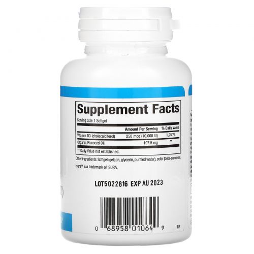 Natural Factors, Vitamin D3, 250 mcg (10,000 IU), 120 Softgels