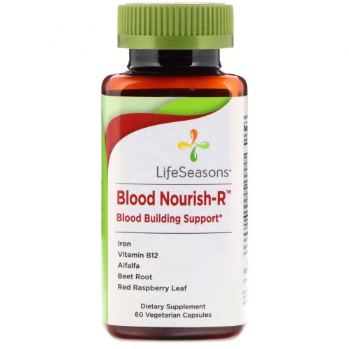 LifeSeasons, Blood Nourish-R, Blood Building Support, 60 Vegetarian Capsules