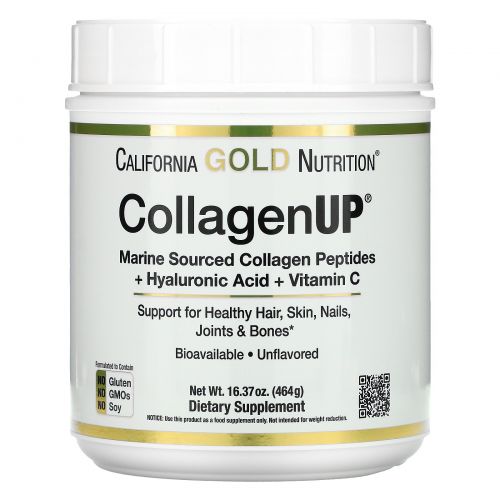 California Gold Nutrition, CollagenUP™ 5000, Marine-Sourced Collagen Peptides + Hyaluronic Acid & Vitamin C, 16,26 унций (461 г)