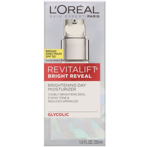 L'Oreal, Revitalift Bright Reveal, Brightening Day Moisturizer, SPF 30, 1 fl oz (30 ml)