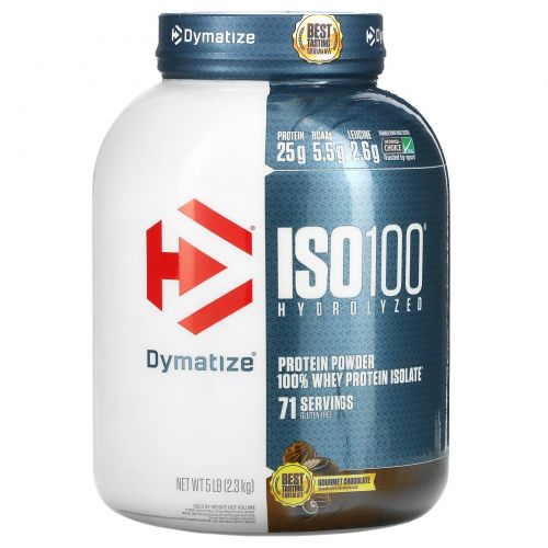 Dymatize Nutrition, ISO 100 Hydrolyzed, 100% Whey Protein Isolate, Gourmet Chocolate, 5 Lbs (2.3 kg)