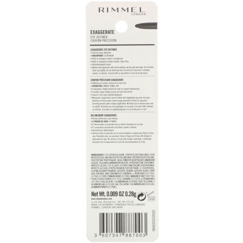 Rimmel London, Карандаш для глаз Exaggerate, оттенок 212 роскошный коричневый, 0,28 г