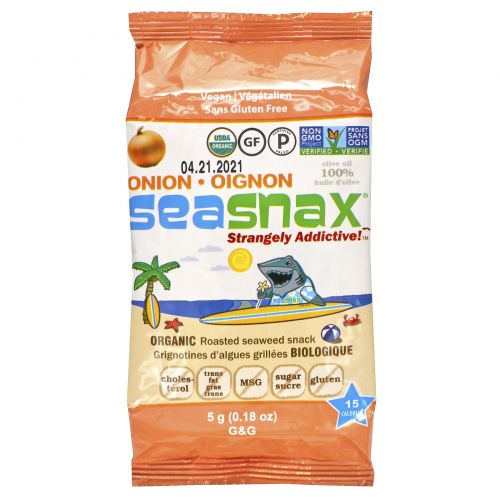 SeaSnax, Grab & Go, Toasty Onion, Roasted Seaweed Snack, 6-pack (.21 oz each)