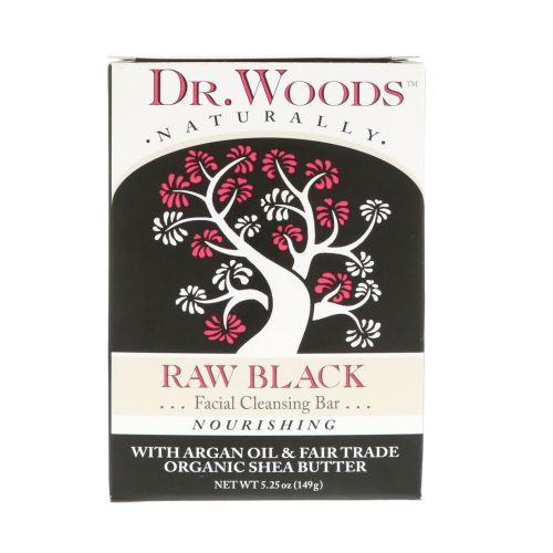 Dr. Woods, Raw Black Soap, Facial Cleansing Bar, 5.25 oz (149 g)