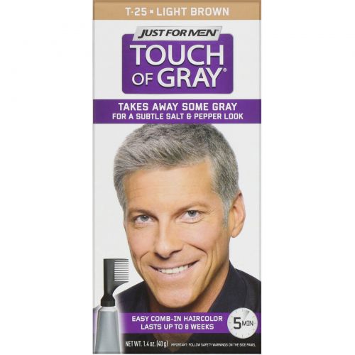 Just for Men, Мужская краска для волос с гребешком Touch of Gray, оттенок светло-коричневый T-25, 40 г